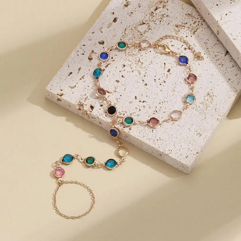 Värvikad tsirkoonkristallidest keti randmekäevõru naistele sõrmerõngad käevõrud trendikuulutavad ehted