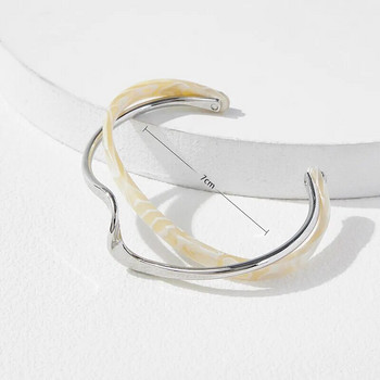 Бели миди Гривни Дъска Bend Метални гривни Дамски гривни за ръце Геометрични C-образни отварящи се гривни Бижута Подаръци