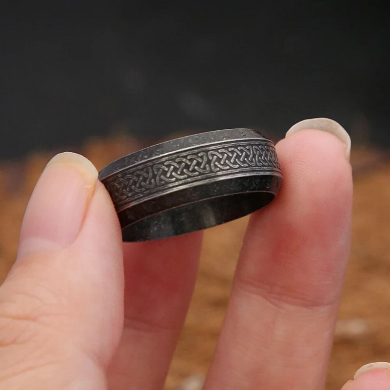 Divatos vintage egyszerű viking rúna gyűrű férfiaknak női rozsdamentes acél északi kelta csomó gyűrűk pár amulett ékszer nagykereskedés