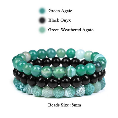 8mm dabīgā akmens rokassprādzes komplekts 3gab/komplekts Rodonīts Rozā Rozā Kvarcs Mēnessakmens Ametisti Hematīta Rokassprādzes Sievietēm Vīriešu Rotaslietas