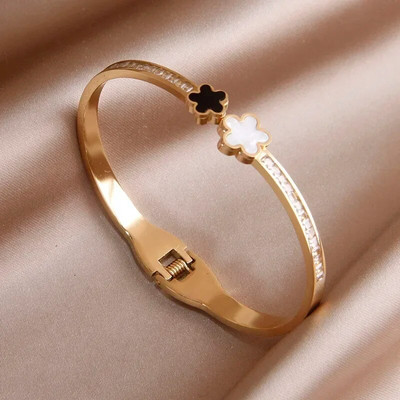 Κλασικά ανοιχτά βραχιόλια και βραχιόλια από ανοξείδωτο ατσάλι για γυναίκες μόδα Επώνυμα κοσμήματα Λεπτά βραχιόλια από πλήρες κρύσταλλο