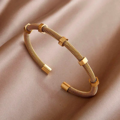 Κλασικά ανοιχτά βραχιόλια και βραχιόλια από ανοξείδωτο ατσάλι για γυναίκες μόδα Επώνυμα κοσμήματα Λεπτά βραχιόλια από πλήρες κρύσταλλο