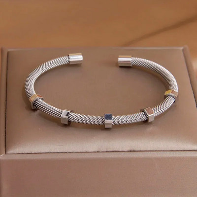 Κλασικά ανοιχτά βραχιόλια και βραχιόλια από ανοξείδωτο ατσάλι για γυναίκες μόδα Επώνυμα κοσμήματα Λεπτά βραχιόλια από πλήρες κρύσταλλο