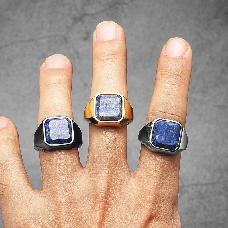 Galaxy Starry Sky Meeste Sõrmused Roostevabast terasest Naiste Ehted Lapis Lazuli Punk Rock Lahedad asjad Moeaksessuaarid Kingituste hulgimüük