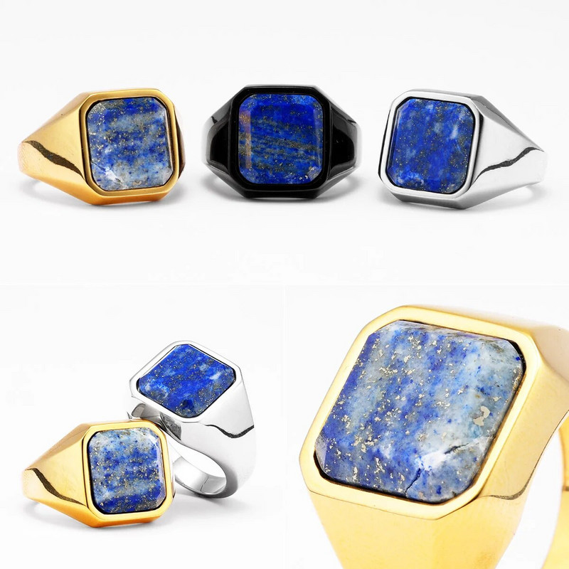 Galaxy Starry Sky Meeste Sõrmused Roostevabast terasest Naiste Ehted Lapis Lazuli Punk Rock Lahedad asjad Moeaksessuaarid Kingituste hulgimüük