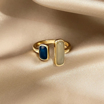 Нов регулируем цветен пръстен с капкова глазура Дамски модни ретро геометрични златисти метални пръстени Сватбени бижута Подарък за рожден ден