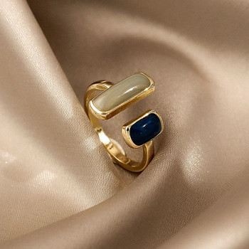 Νέο ρυθμιζόμενο, πολύχρωμο δαχτυλίδι από γυαλί σταγόνας, Γυναικεία μόδα ρετρό γεωμετρικά χρυσά μεταλλικά δαχτυλίδια Γαμήλια κοσμήματα Δώρο γενεθλίων