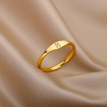 Сладки малки пръстени с букви за жени Мъжки модни бижута Златен цвят Инициали от неръждаема стомана Подреждащи се пръстени за пръсти Размер 7 8 9 10