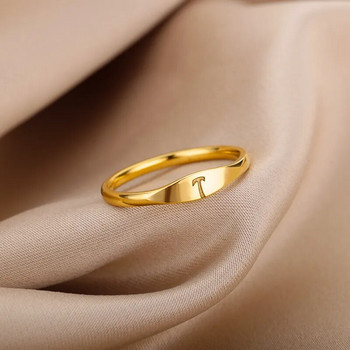 Χαριτωμένα μικροσκοπικά δαχτυλίδια γράμματα για γυναίκες Ανδρικά κοσμήματα μόδας Χρυσό χρώμα Αρχικά από ανοξείδωτο ατσάλι στοιβαζόμενα δαχτυλίδια Μέγεθος 7 8 9 10