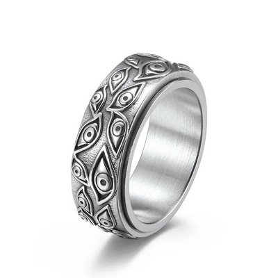 Vintage The Carved Eye Of God Mens Stresa gredzens rotējošam trauksmei, nerūsējošā tērauda fidget Spinner Rings Anillos De Ansiedad