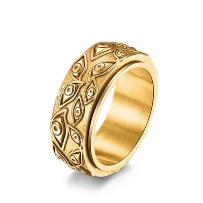 Vintage The Carved Eye Of God Mens Stresa gredzens rotējošam trauksmei, nerūsējošā tērauda fidget Spinner Rings Anillos De Ansiedad