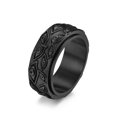 Vintage The Carved Eye Of God Mens Stresa gredzens rotējošam trauksmei, nerūsējošā tērauda fidget Spinner Rings Anillos De Ansiedad
