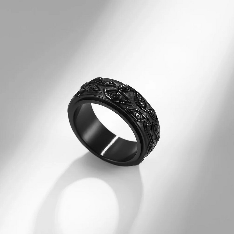 Vintage The Carved Eye Of God Mens Stresa gredzens rotējošam trauksmei, nerūsējošā tērauda fidget Spinner Rings Anillos De Ansiedad
