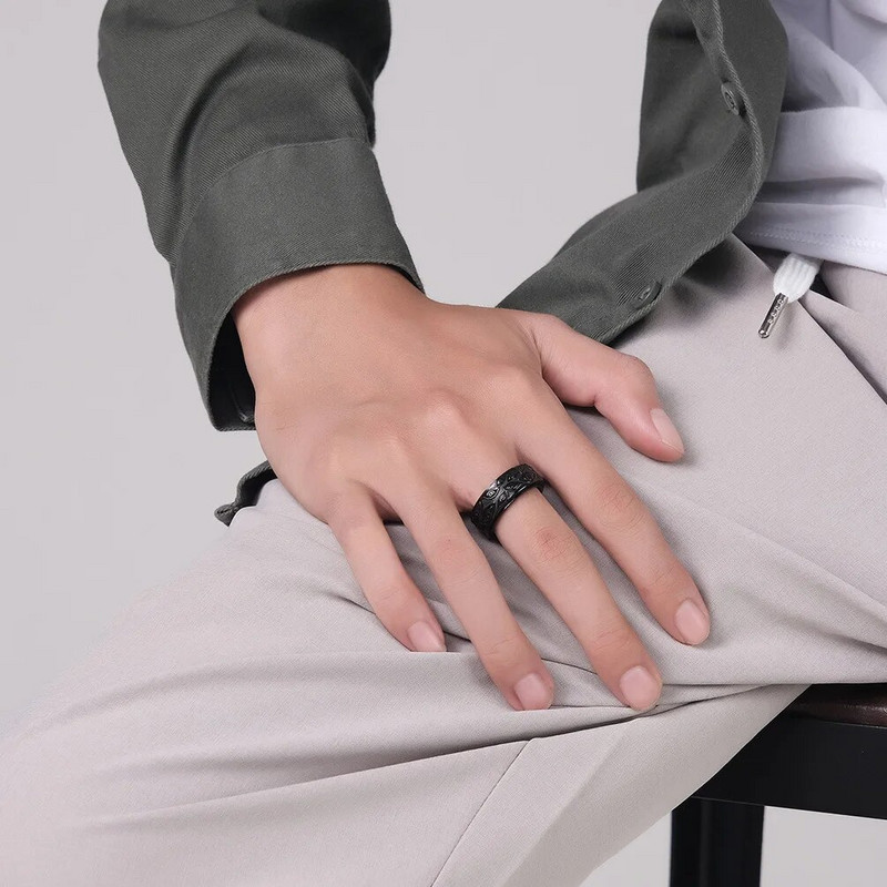 Vintage The Carved Eye Of God Mens Stresa gredzens rotējošam trauksmei, nerūsējošā tērauda fidget Spinner Rings Anillos De Ansiedad