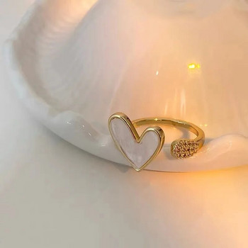 Μοντέρνα δαχτυλίδια Golden Heart για γυναίκες Μινιμαλιστικής αισθητικής Drop Of Oil Open Rings Γυναικείο Δείπνο Γοητευτικό Σετ Δαχτυλίδι Κοσμήματα