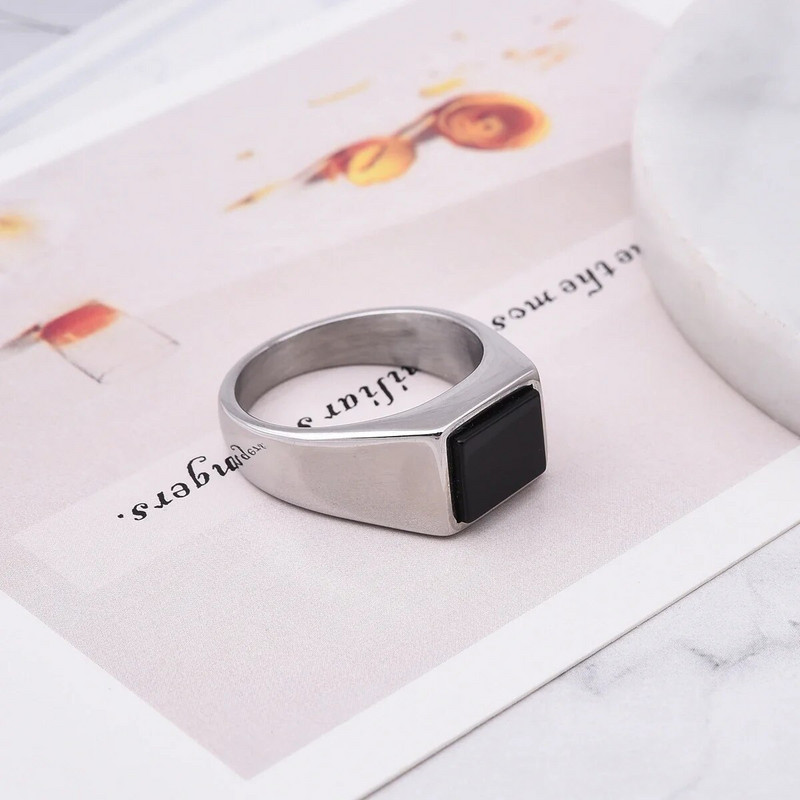 Férfi/női kiváló minőségű 316 literes rozsdamentes acél ónix party gyűrűk divatos ékszerek