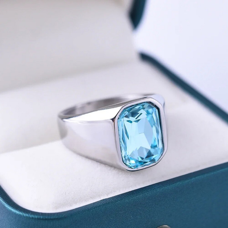 Stilovi dragog kamenja u više boja, muški/ženski visokokvalitetni kvadratni prstenovi od nehrđajućeg oniksa 316LS Klasični modni trend nakit