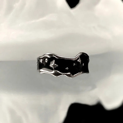 Vintage ebaregulaarne Cross Star paarisõrmus naistele Meestele Punk gooti värviga reguleeritavad sõrmused Y2K Egirl ehtekink