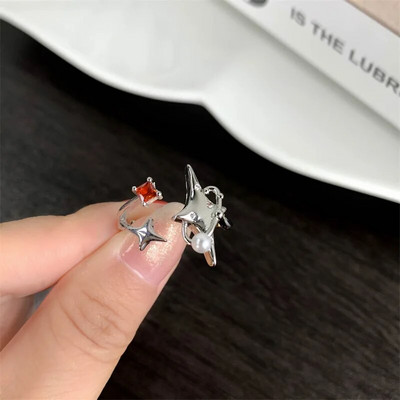 Vintage ebaregulaarne Cross Star paarisõrmus naistele Meestele Punk gooti värviga reguleeritavad sõrmused Y2K Egirl ehtekink