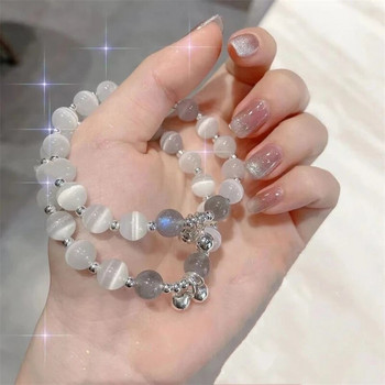 Harajuku Crystal Star Pentagram Pearl Beaded βραχιόλι για γυναίκες Vintage αισθητικής γοητείας Βραχιόλι με αλυσίδα διπλού στρώματος Δώρο κοσμήματος