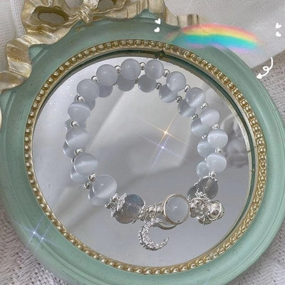 Harajuku Crystal Star Pentagrami pärlitest helmestega käevõru naistele Vintage esteetiline võlu kahekihilise ketiga käevõru ehe kingitus