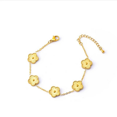 Πολυτελές γυναικείο βραχιόλι από ανοξείδωτο ατσάλι Διπλής όψης Βραχιόλια πέντε λουλουδιών για γυναίκες τριφύλλι Νέα μόδα κοσμήματα αξεσουάρ Δώρα