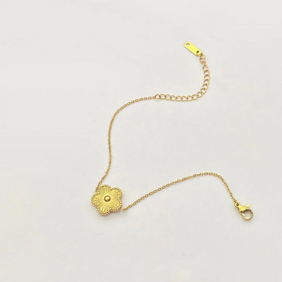 Πολυτελές γυναικείο βραχιόλι από ανοξείδωτο ατσάλι Διπλής όψης Βραχιόλια πέντε λουλουδιών για γυναίκες τριφύλλι Νέα μόδα κοσμήματα αξεσουάρ Δώρα