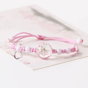 Χονδρικό Κοσμήματα Κορεατικού Στυλ Νέο Γυναικείο Λουλούδι σε Γυαλί Μωβ Σχοινί Βραχιόλι για Γυναικεία Βραχιόλια Δώρα για κορίτσια