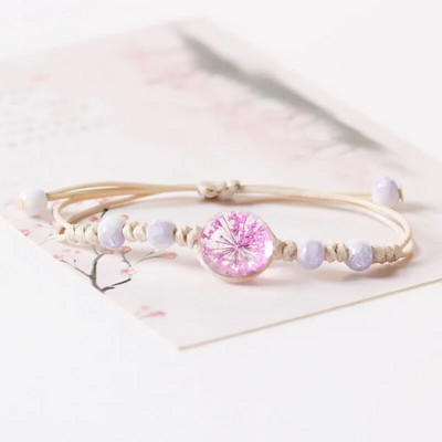 Korea stiilis ehete hulgimüük Uued naiste lilled klaasist lilla köiega käevõru naistele käevõrud tüdrukutele kingitused