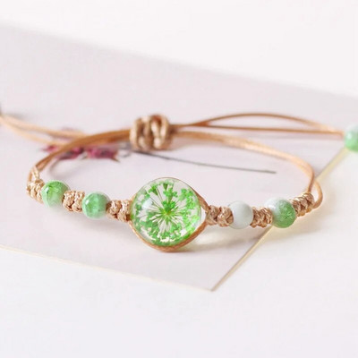 Korea stiilis ehete hulgimüük Uued naiste lilled klaasist lilla köiega käevõru naistele käevõrud tüdrukutele kingitused