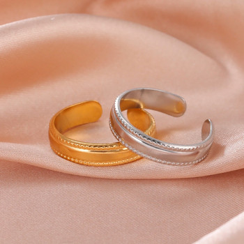Skyrim Минималистичен пръстен от неръждаема стомана Златен цвят Отворени регулируеми пръстени за пръсти 2024 Модерни Kpop бижута Подарък за жени Мъже