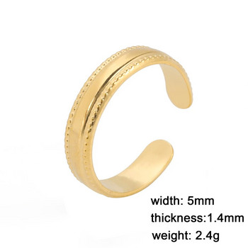 Skyrim Минималистичен пръстен от неръждаема стомана Златен цвят Отворени регулируеми пръстени за пръсти 2024 Модерни Kpop бижута Подарък за жени Мъже