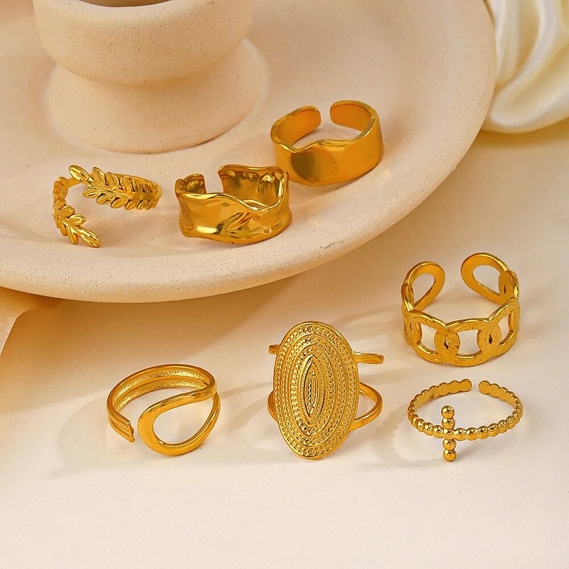 Roostevabast terasest sõrmused naistele meestele kullavärvi südamega kihlus pulma lai sõrmus Trendikas vintage geomeetrilised punk ehted, kingitus uus