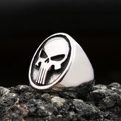 Vintage Simple Punisher Sõrmused Meestele Punk Hip Hop Roostevabast Terasest Gooti pealuu Ring Biker Moe Ehted Kingitused Dropshipping