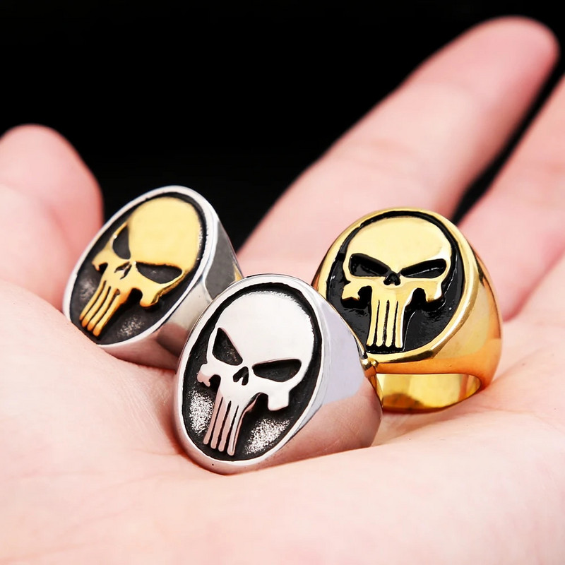 Vintage Simple Punisher Sõrmused Meestele Punk Hip Hop Roostevabast Terasest Gooti pealuu Ring Biker Moe Ehted Kingitused Dropshipping