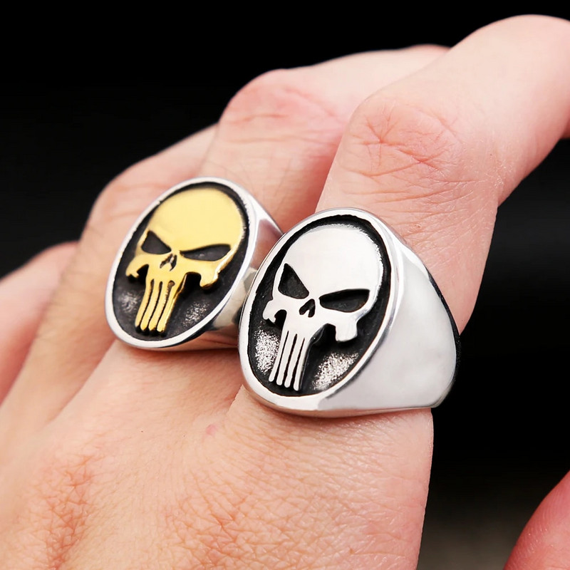 Vintage Simple Punisher Sõrmused Meestele Punk Hip Hop Roostevabast Terasest Gooti pealuu Ring Biker Moe Ehted Kingitused Dropshipping