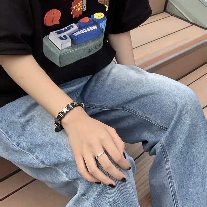 Vintage Star nahast kellarihma käevõru naistele Sweet Cool Trend Charm Mood reguleeritav käevõru Harajuku Y2K ehe kingitus