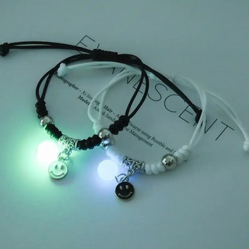 2PC/Σετ Fashion Luminous Moon Star βραχιόλι Ζευγάρι Ρυθμιζόμενο σχοινί που ταιριάζουν Βραχιόλια φίλων Love Gifts Κοσμήματα