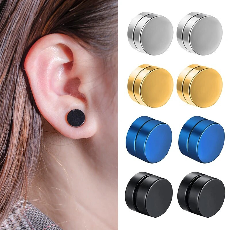 6 mm/8 mm/10 mm/12 mm Okrugli krug bez piercinga, jak magnet, magnetna muška štipaljka za uši, naušnice bez piercinga, lažne naušnice, nakit