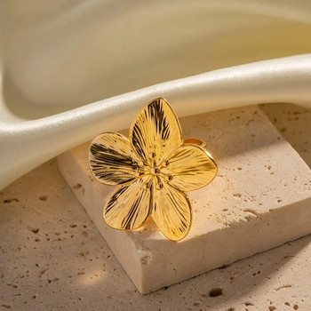 2023 Νέο δαχτυλίδι λουλουδιών από ανοξείδωτο ατσάλι για γυναίκες με απλό ταμπεραμέντο πάρτι μόδας Μοντέρνο γούρι αδιάβροχο κόσμημα