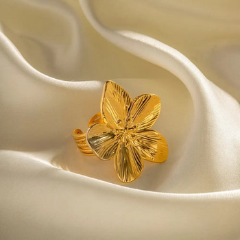 2023 Нов пръстен с цветя от неръждаема стомана за жени Прост темперамент Парти Мода Модерен чар Водоустойчиви бижута