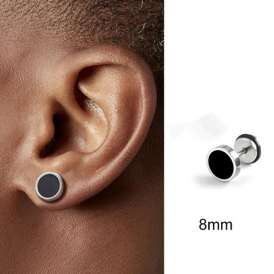 Punk Fashion rozsdamentes acél fülbevalók Férfi Személyiség Kerek Fekete Olaj Csepp Titán Acél Férfi Fülbevaló Hip Hop Ékszerek