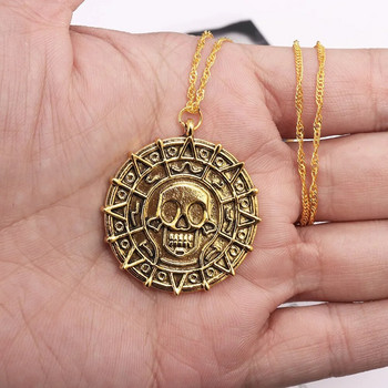 Pirate Skull Στρογγυλό κρεμαστό κολιέ Ανδρικό κολιέ Νέα μόδα μεταλλική αλυσίδα πουλόβερ Αξεσουάρ κοσμήματα για πάρτι