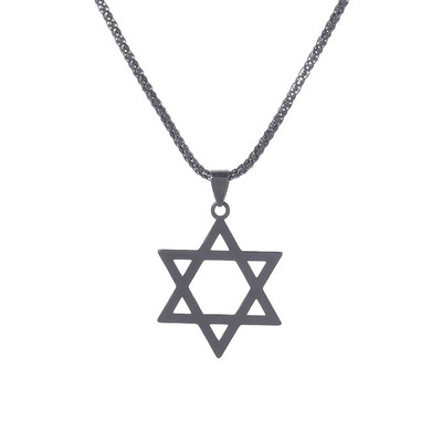 Moderna klasična privjesak s heksagramom Davidove zvijezde, židovska vjerska ogrlica od nehrđajućeg čelika, muški ležerni amulet, nakit, dar