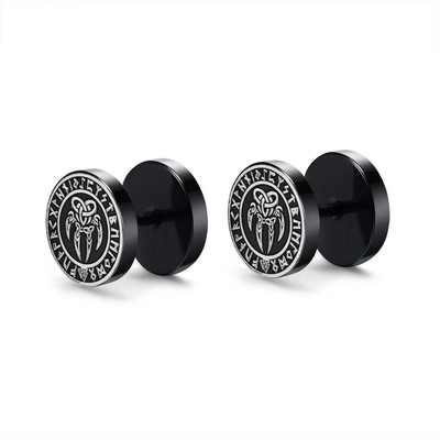 Vnox Mens Viking Black Stud kõrvarõngad, Vegvisir ja Norse Valknut, Cool Punk roostevabast terasest Nore Vikingi komplekt meestele kõrvarõngad
