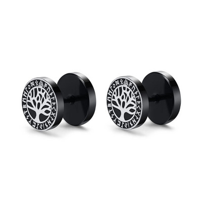 Vnox Mens Viking Black Stud kõrvarõngad, Vegvisir ja Norse Valknut, Cool Punk roostevabast terasest Nore Vikingi komplekt meestele kõrvarõngad