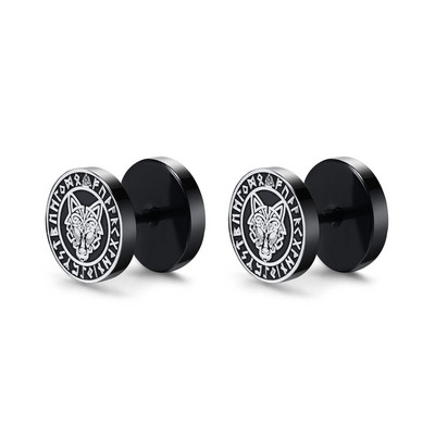 Vnox Mens Viking Black Stud kõrvarõngad, Vegvisir ja Norse Valknut, Cool Punk roostevabast terasest Nore Vikingi komplekt meestele kõrvarõngad