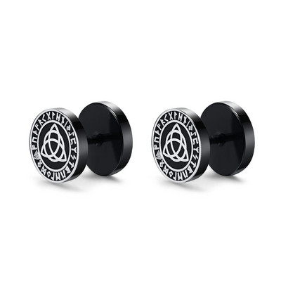 Vnox Mens Viking Black Stud kõrvarõngad, Vegvisir ja Norse Valknut, Cool Punk roostevabast terasest Nore Vikingi komplekt meestele kõrvarõngad