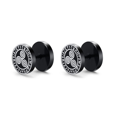Vnox Mens Viking Black Stud kõrvarõngad, Vegvisir ja Norse Valknut, Cool Punk roostevabast terasest Nore Vikingi komplekt meestele kõrvarõngad