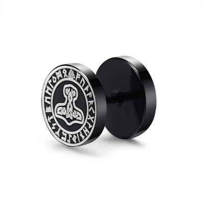 Vnox Mens Viking Black Stud kõrvarõngad, Vegvisir ja Norse Valknut, Cool Punk roostevabast terasest Nore Vikingi komplekt meestele kõrvarõngad